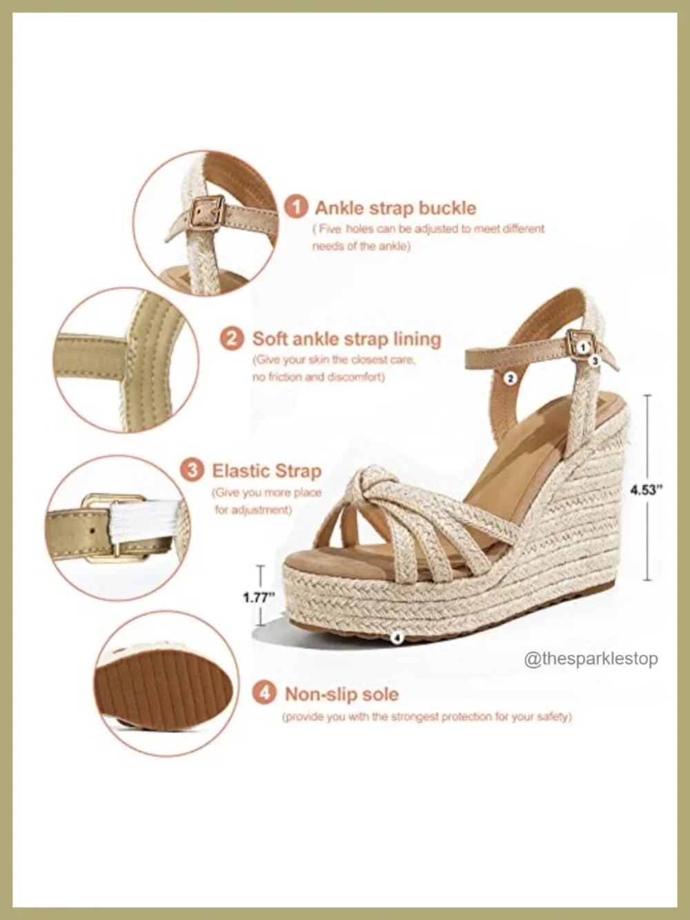 Women's Espadrille Wedge Heels Sandals Open Toe Platform Linen Straw Woven